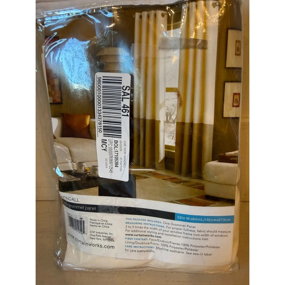 Curtainworks Kendall Grommet Curtain Panel Ivory 52x84 Solid Polyester NEW
